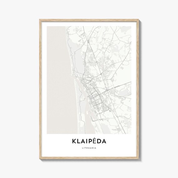 Klaipeda Lithuania Minimalist City Map Print Baltic Coast Town Wall Decor