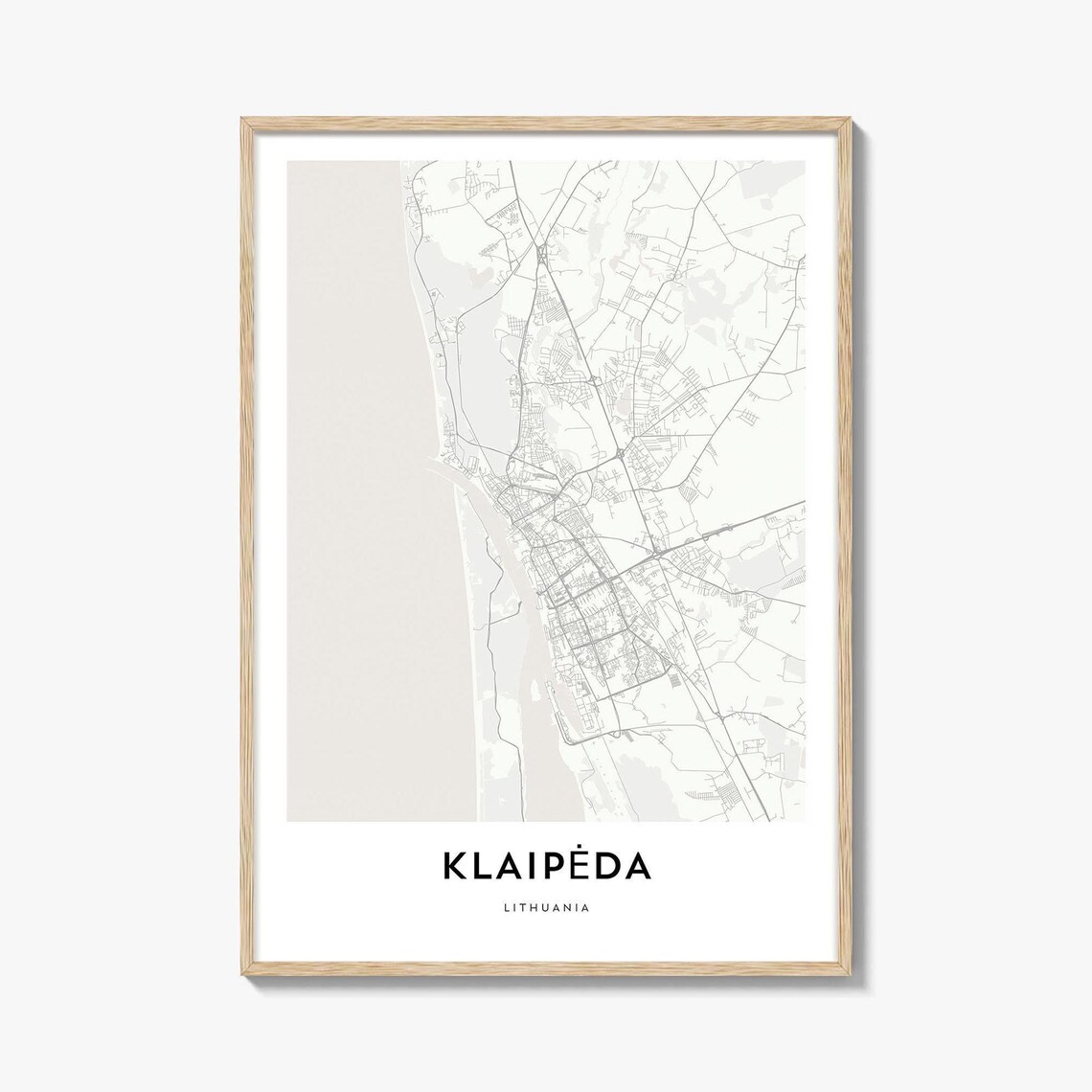 Klaipeda Lithuania Minimalist City Map Print Baltic Coast Town Wall Decor