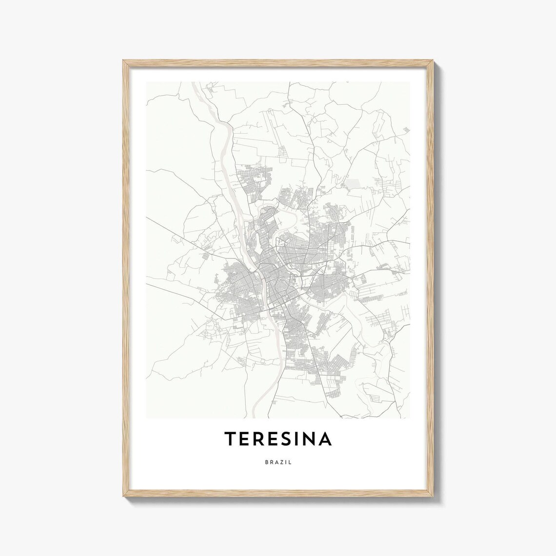 Teresina Brazil City Map Minimalist Line Art Poster for Home Office