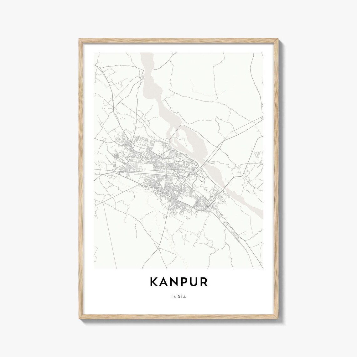 Kanpur India Minimal Street Map Poster Modern Home Office Art
