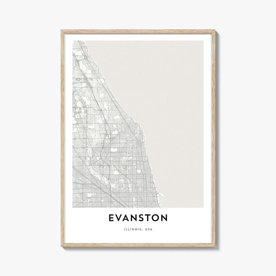 Evanston Illinois USA Minimalist City Map Line Art Travel Poster