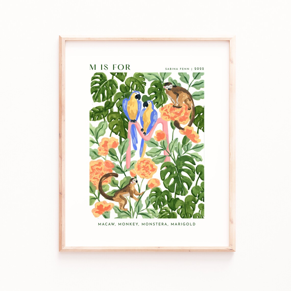 Monogram M Art Print, Alphabet Nursery Decor