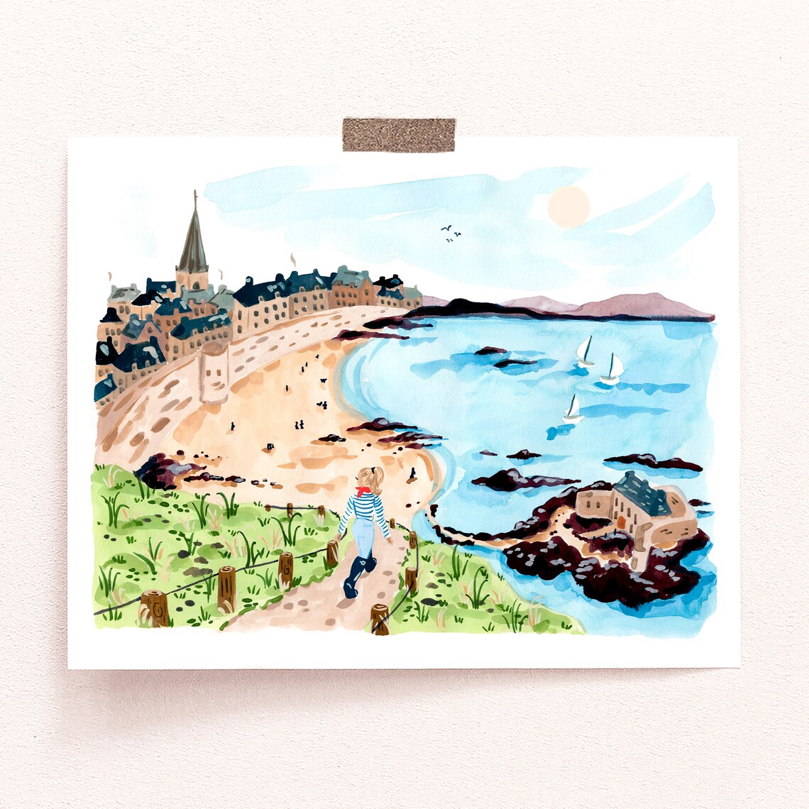 St Malo Travel Poster, Brittany France Watercolor - Image 3