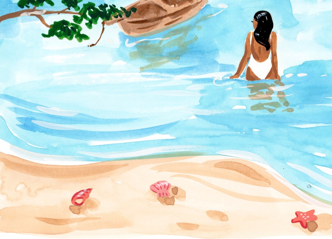 Costa Rica Beach Watercolor Art Print, Tropical Decor - Image 3