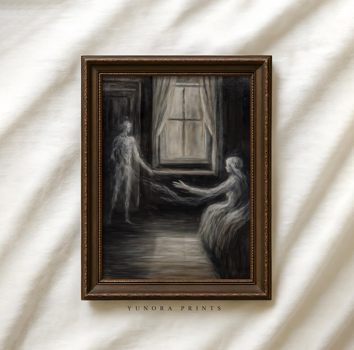 Ghostly Figures Art Gothic Halloween Print Haunted House Wall Spooky Artwork Dark Academia