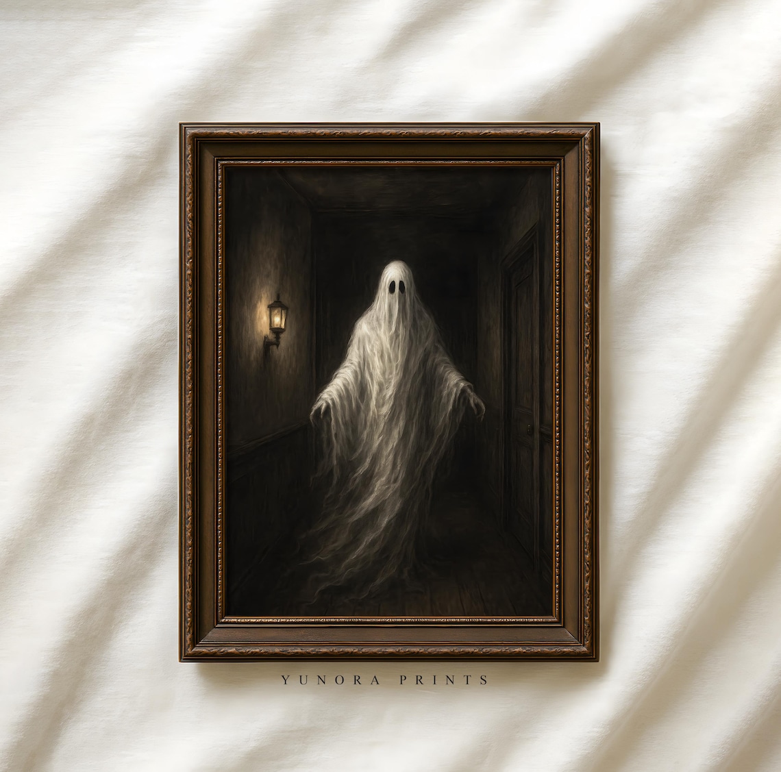 Spooky Pale Ghost In Haunted Hallway Dark Gothic Horror Poster