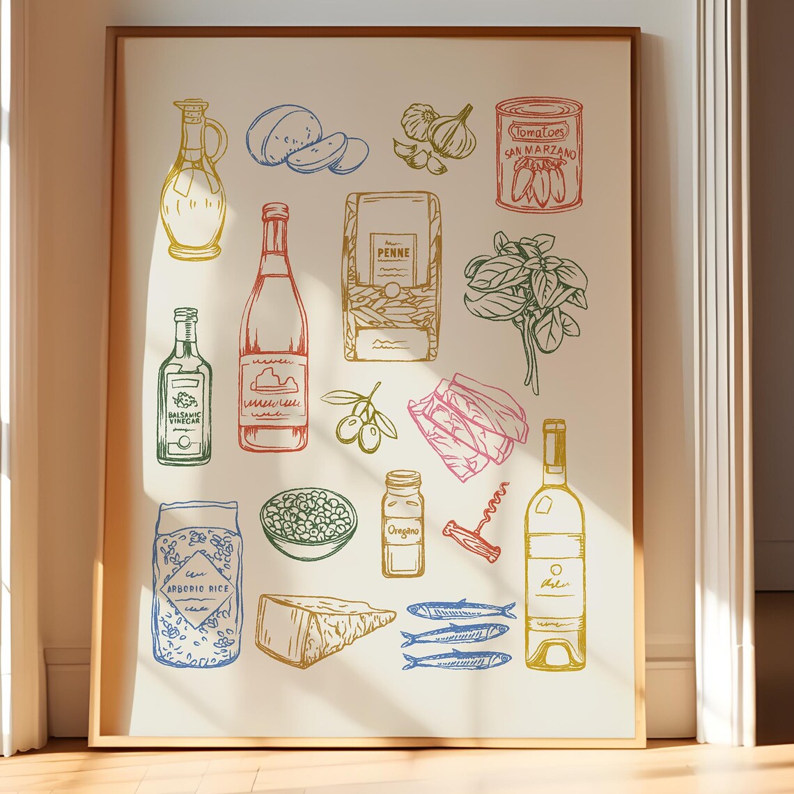Italian Pantry Art Print, Rustic Kitchen Decor