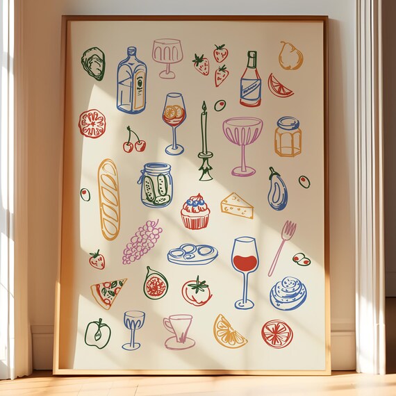 Bistro Art Print, Mediterranean Food Poster