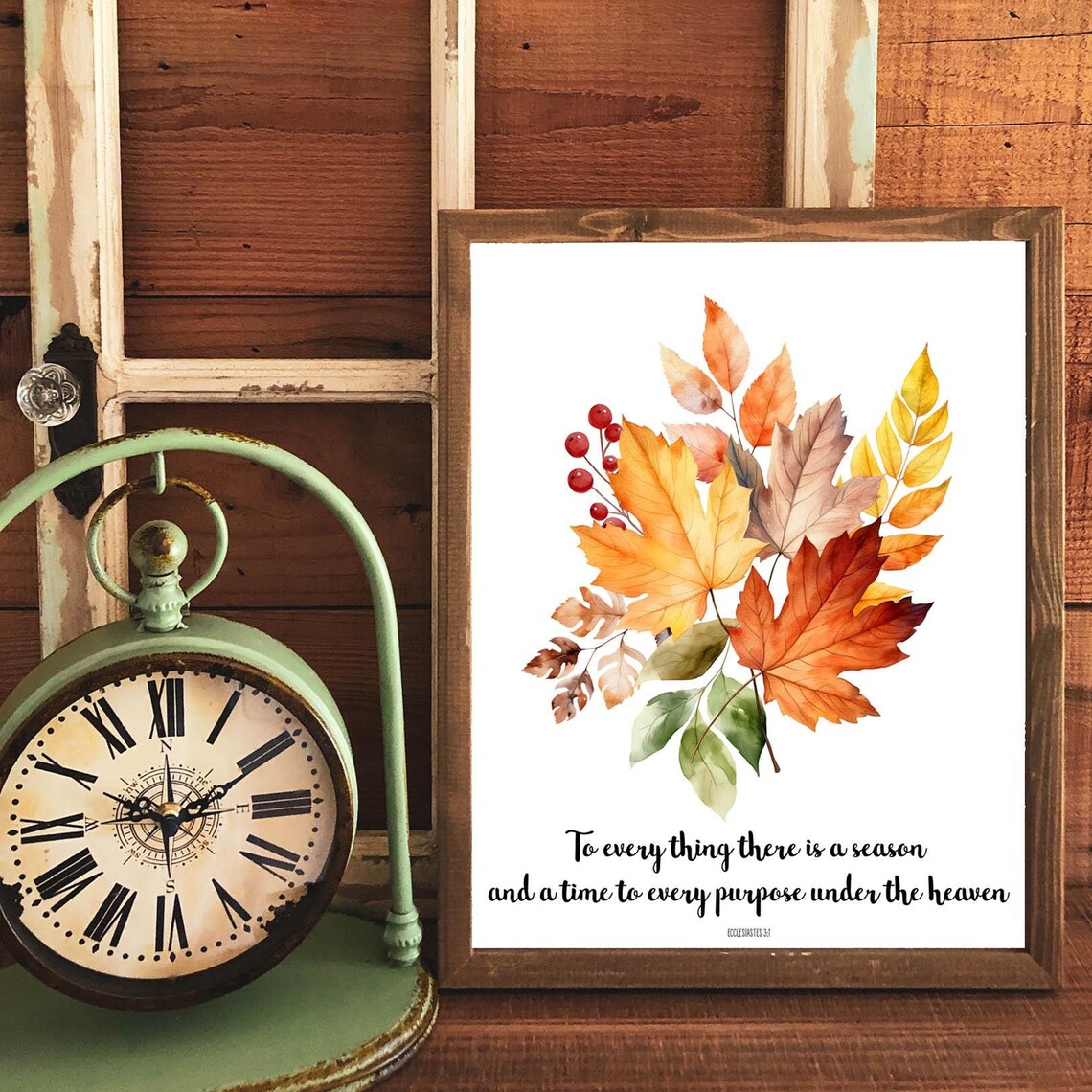 Ecclesiastes 31 Autumn Leaves Watercolor Fall Bible Verse Scripture Poster - Image 2