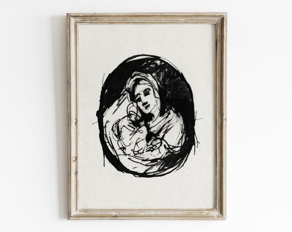 Madonna And Child Minimalist Christmas Art Print