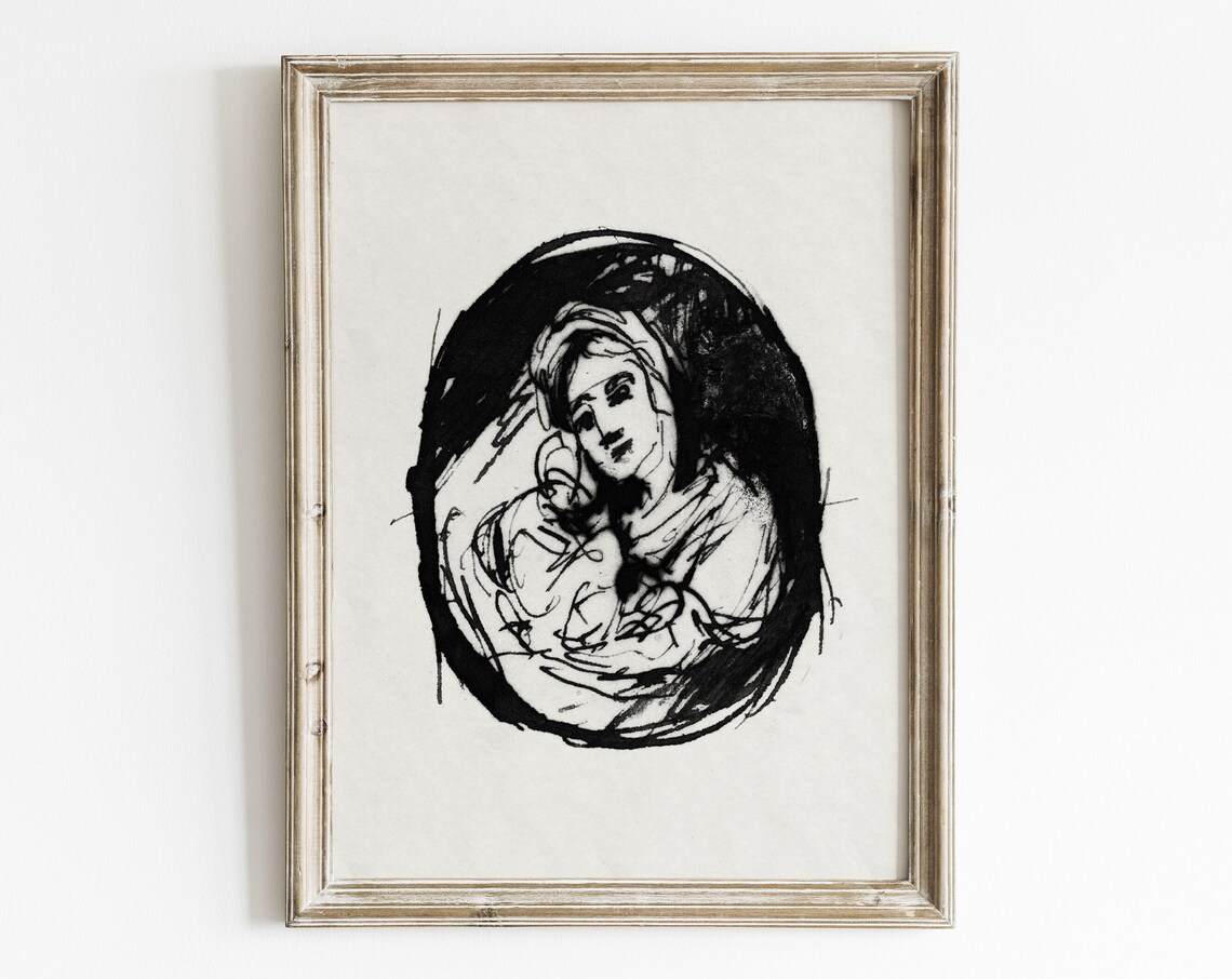 Madonna And Child Minimalist Christmas Art Print