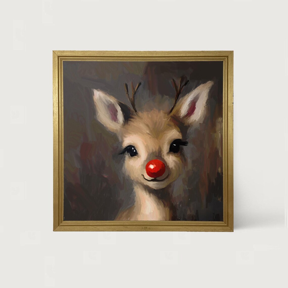 Rudolph Christmas Reindeer Playful Holiday Art Print