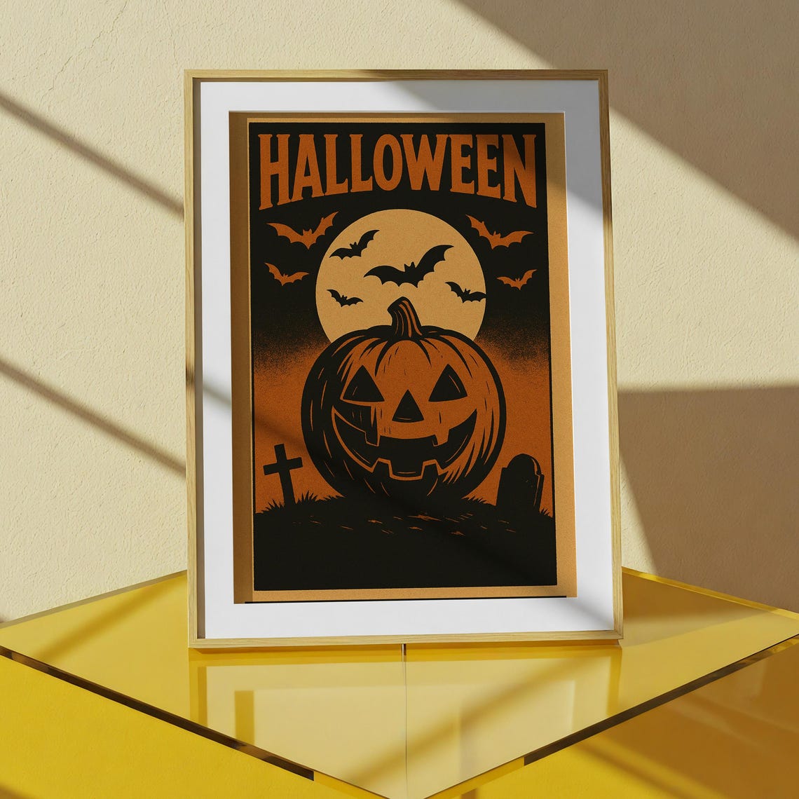 Retro Halloween Pumpkin Poster Vintage Spooky Season Wall Art