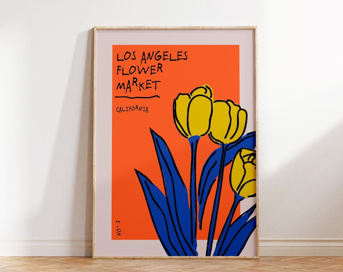 Los Angeles Flower Market California Bold Tulip Orange Art Poster