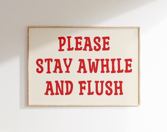 Funny Toilet Poster Cute Bathroom Art Print Trendy Horizontal Wall Art Retro Print Aesthetic Bathroom Decor Typography Print Art
