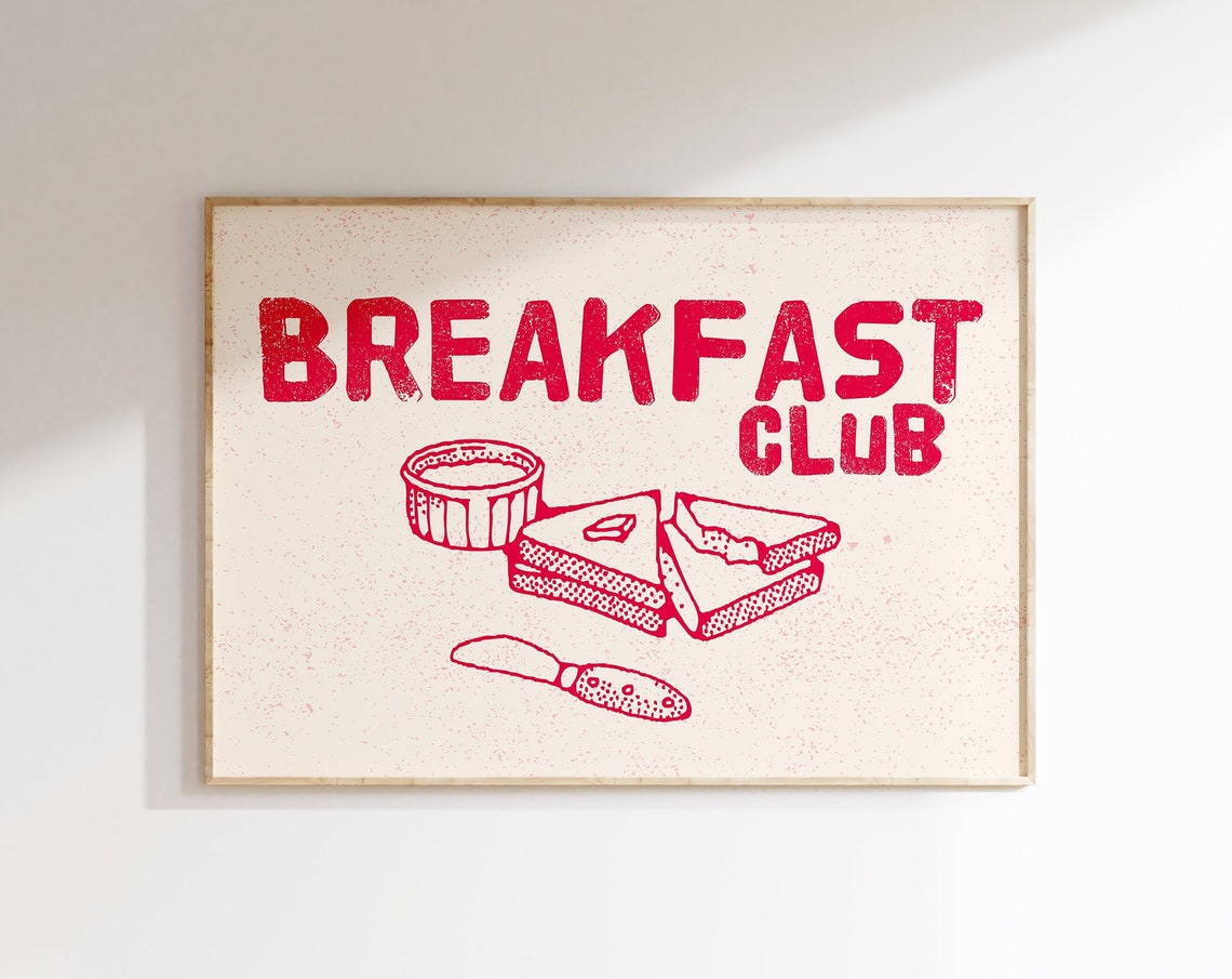 Breakfast Club Retro Red Toast Sandwich Kitchen Decor Poster