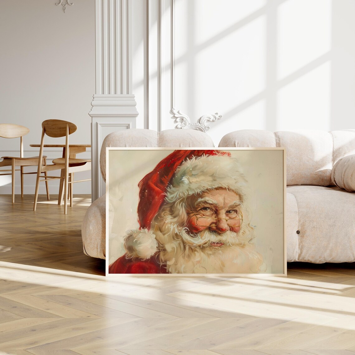 Vintage Santa Claus Portrait Classic Christmas Oil Painting Poster - Image 3