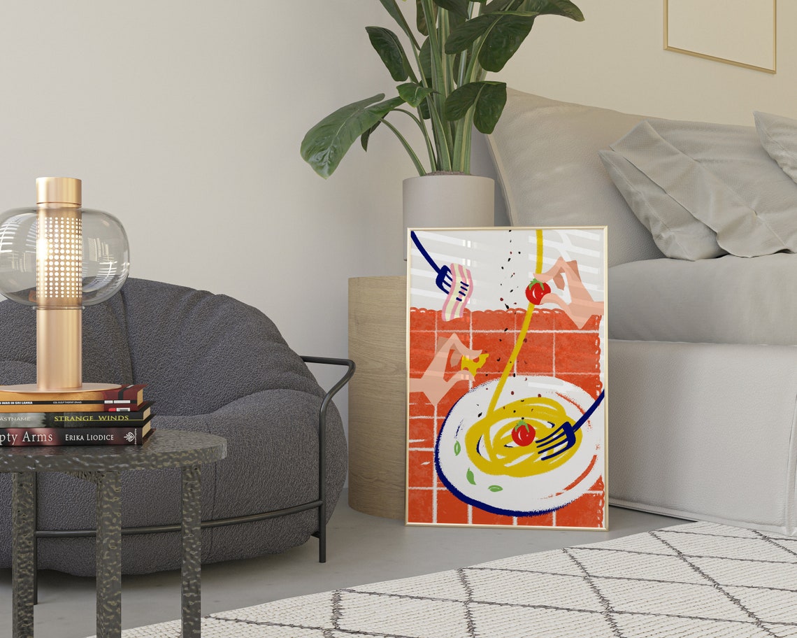 Pasta Al Pomodoro Colorful Italian Food Illustration Kitchen Poster - Image 2