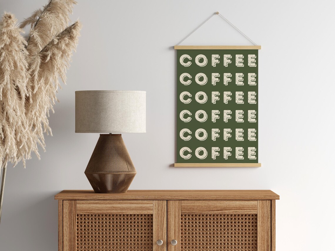 Coffee Typography Poster, Aesthetic Kitchen Wall Art