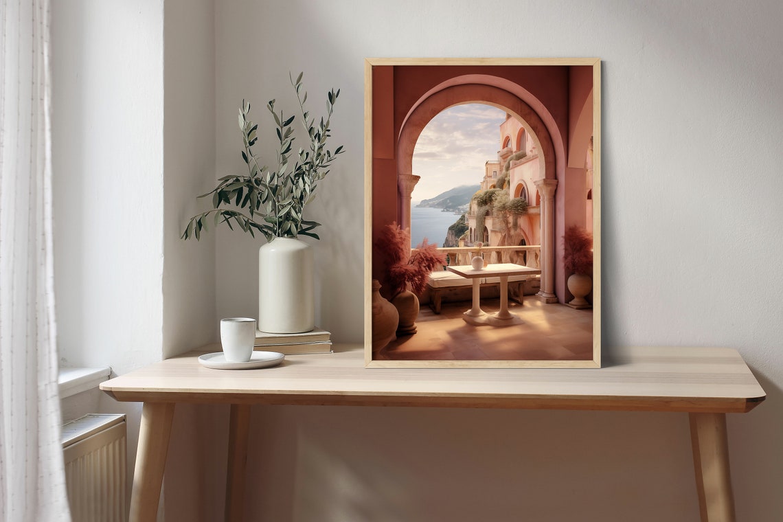 Positano Terrace Arch Sea View Amalfi Coast Italy Photo Poster - Image 2