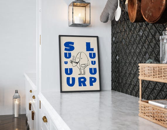 Modern Coffee Print Good Morning Coffee Poster Sluuurp Quote Gift For Couples Coffee Station Wall Art Kitchen Wall Art Optional Frame