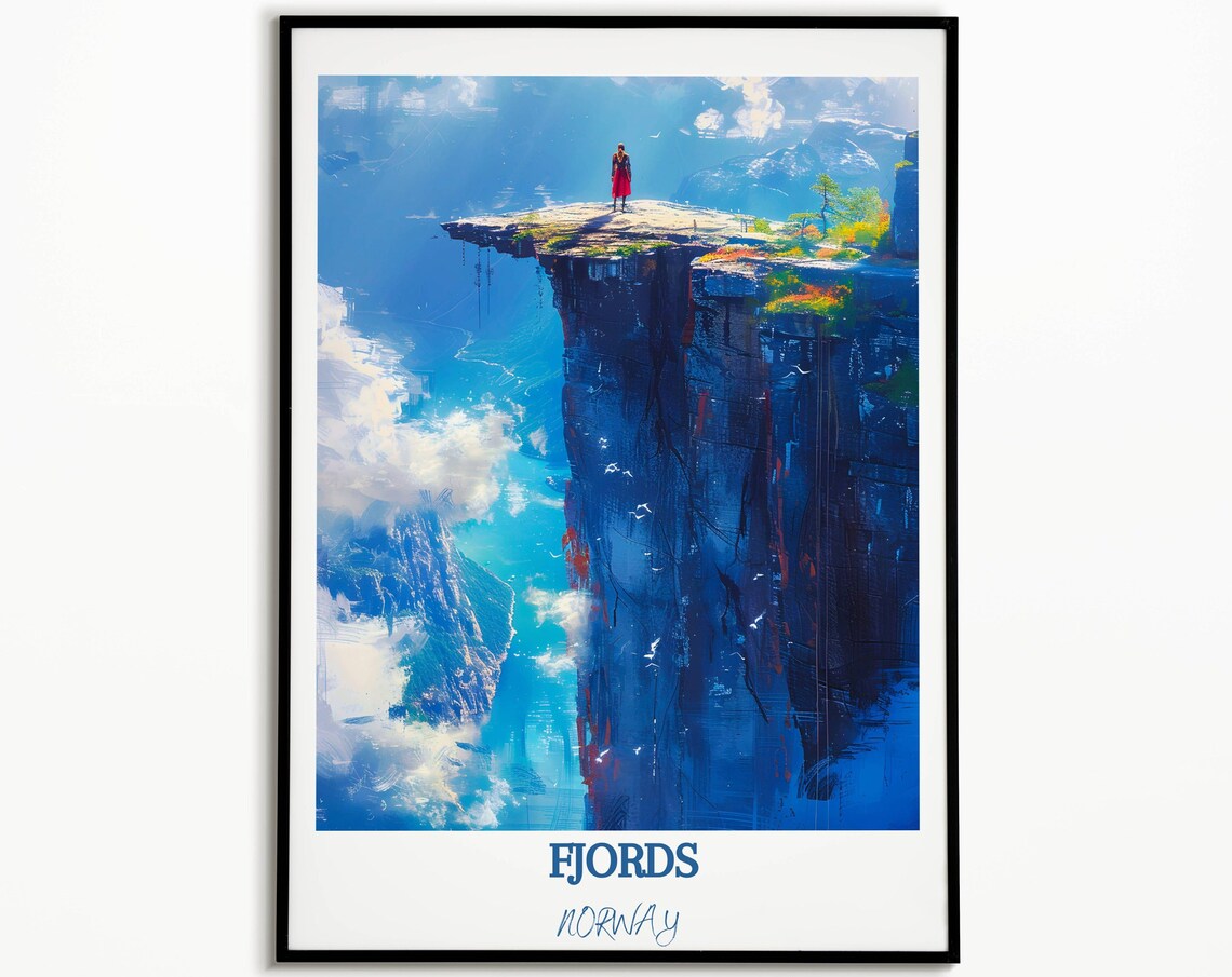 The Fjords Travel Print Preikestolen Pulpit Rock Trolltunga The Fjords Norway Home Dcor The Fjords Art Print Scandinavian Mountains