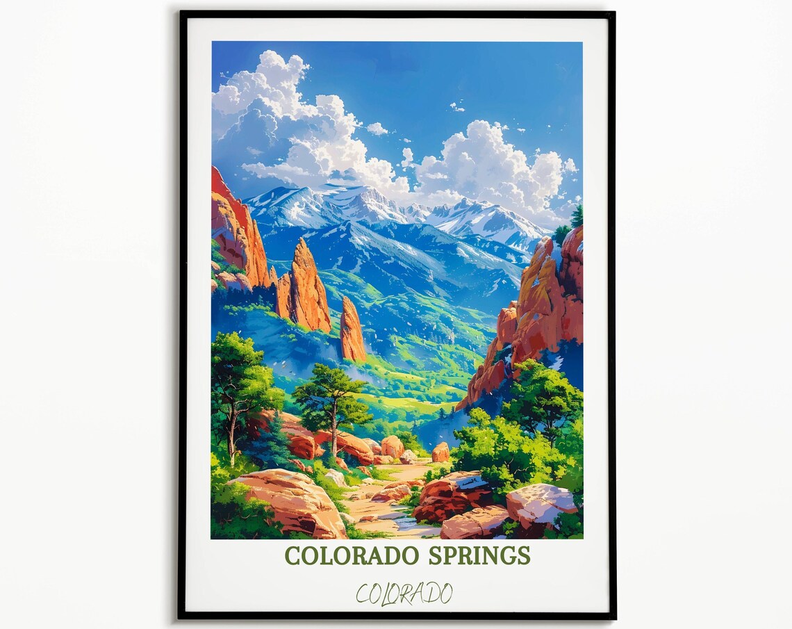 Garden Of The Gods Red Rocks Before Colorado Springs Mountains Poster