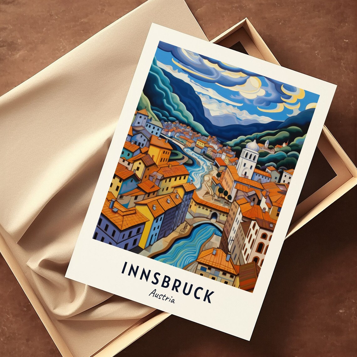 Innsbruck Alpine Old Town Inn River Valley Austria Travel Poster - Image 3