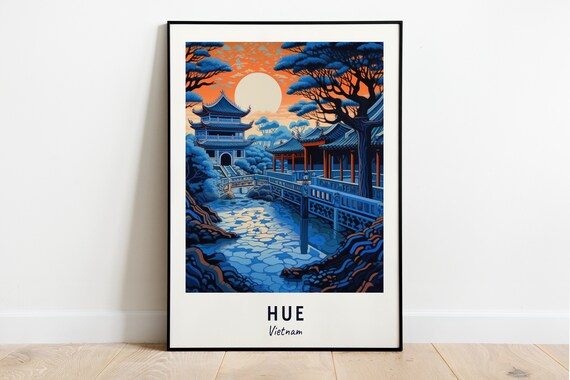 Imperial City Hue Vietnam Moonlit Palace Pavilions Art Poster