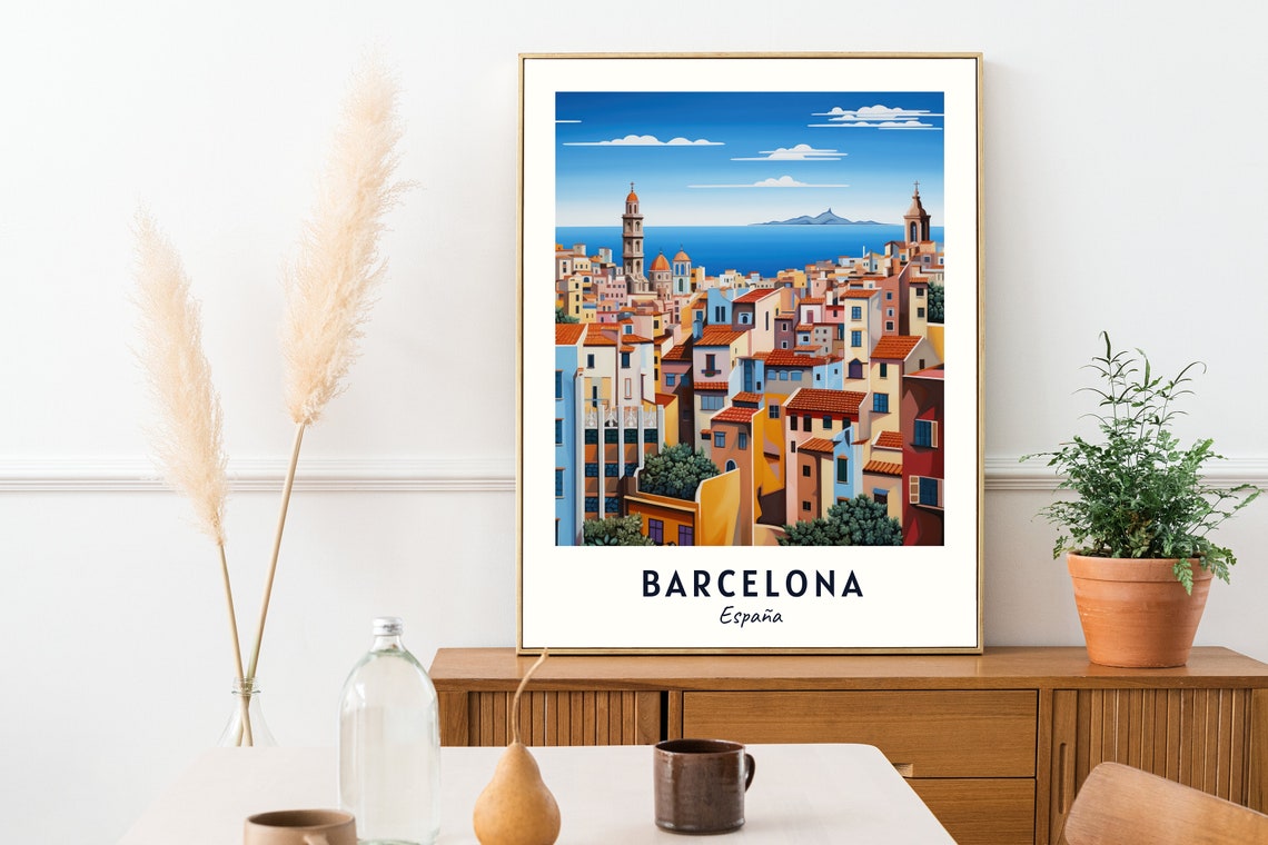 Barcelona Travel Print Wall Art Barcelona Espaa City Print Barcelona Travel Gift Barcelona City Poster Travel Gift - Image 2