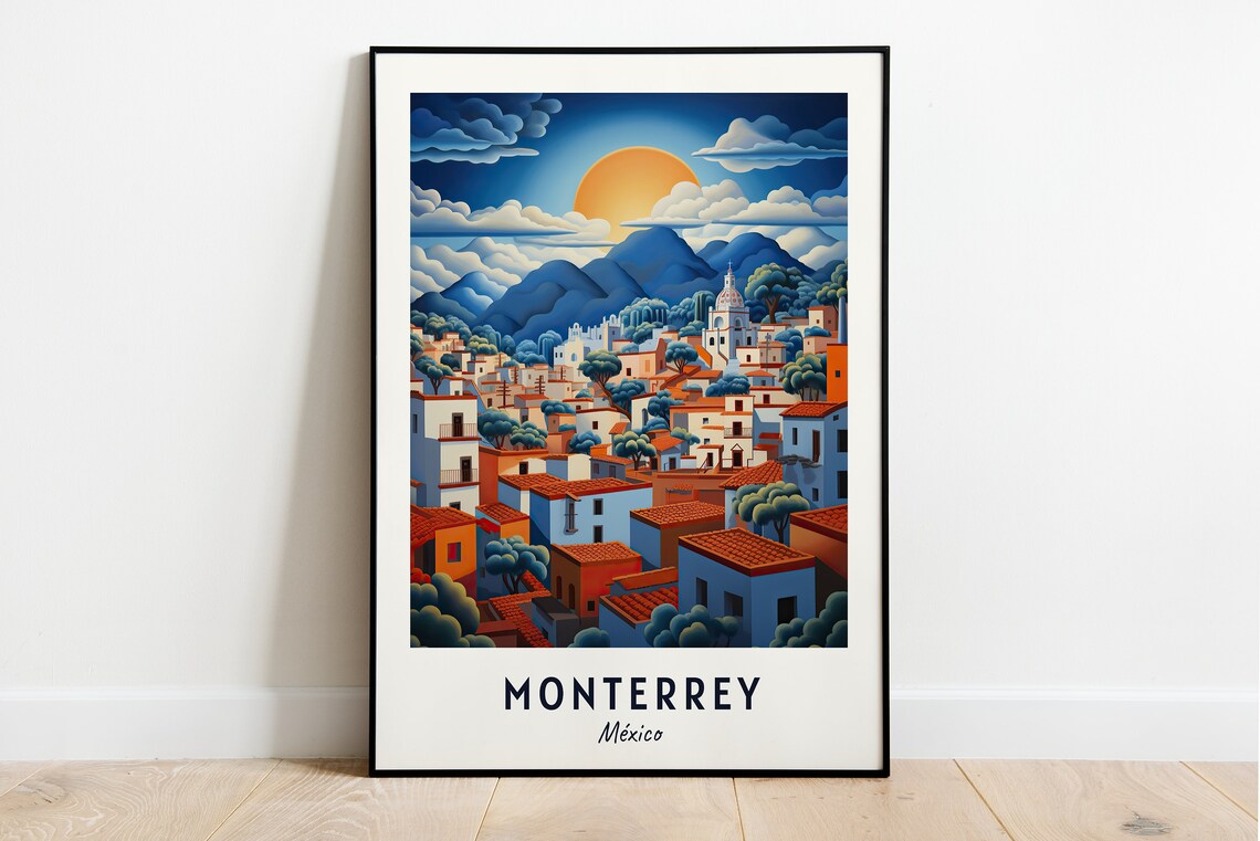 Monterrey Mexico Travel Poster, City Wall Art Print