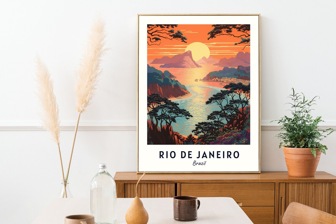 Rio De Janeiro Sugarloaf Bay Sunset Seaside Cliffs Travel Poster - Image 2
