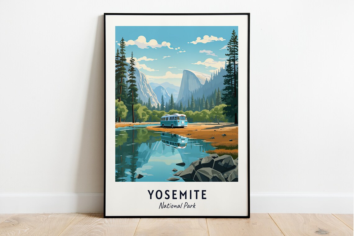 Yosemite Travel Poster, National Park City Print