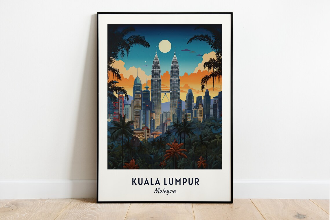Kuala Lumpur Travel Poster, Malaysia City Print