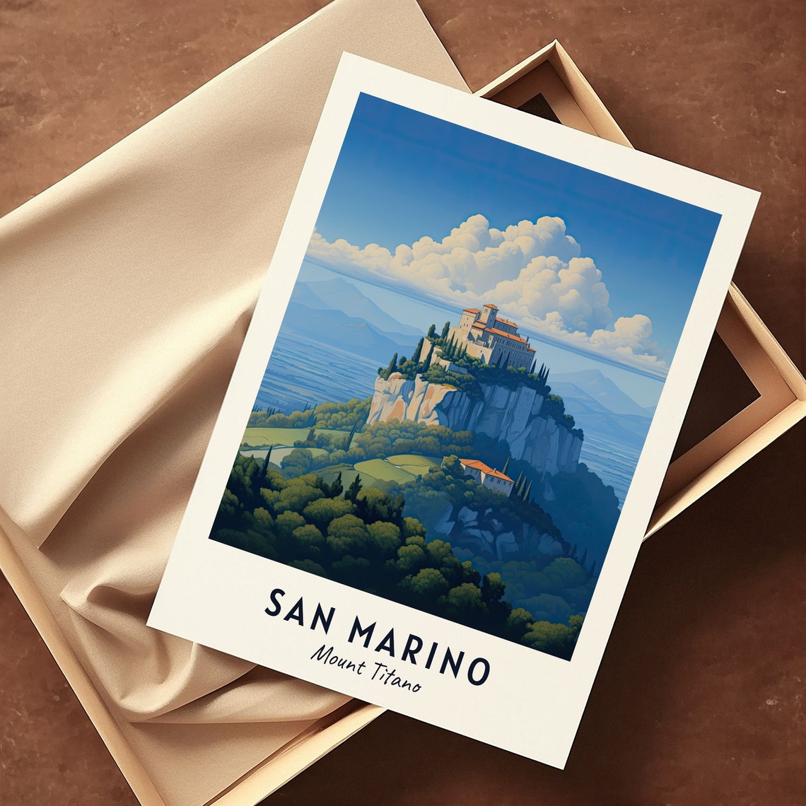 San Marino Mount Titano Hilltop Fortress Panorama View Poster - Image 3