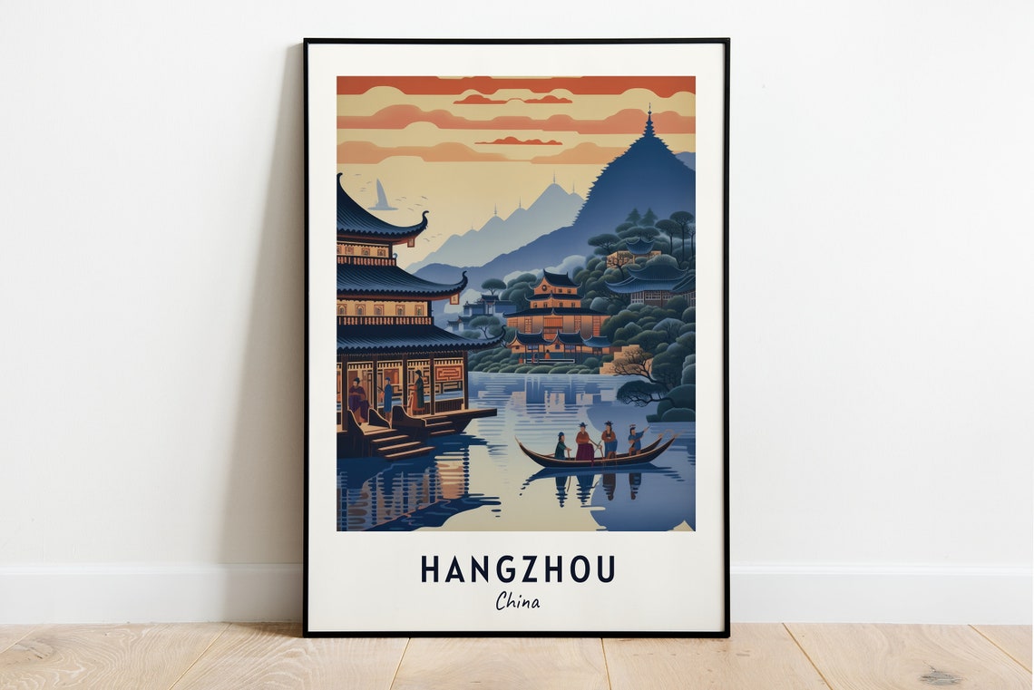 West Lake Travel Print Wall Art Hangzhou China City Print West Lake Travel Gift West Lake Poster Travel Gift