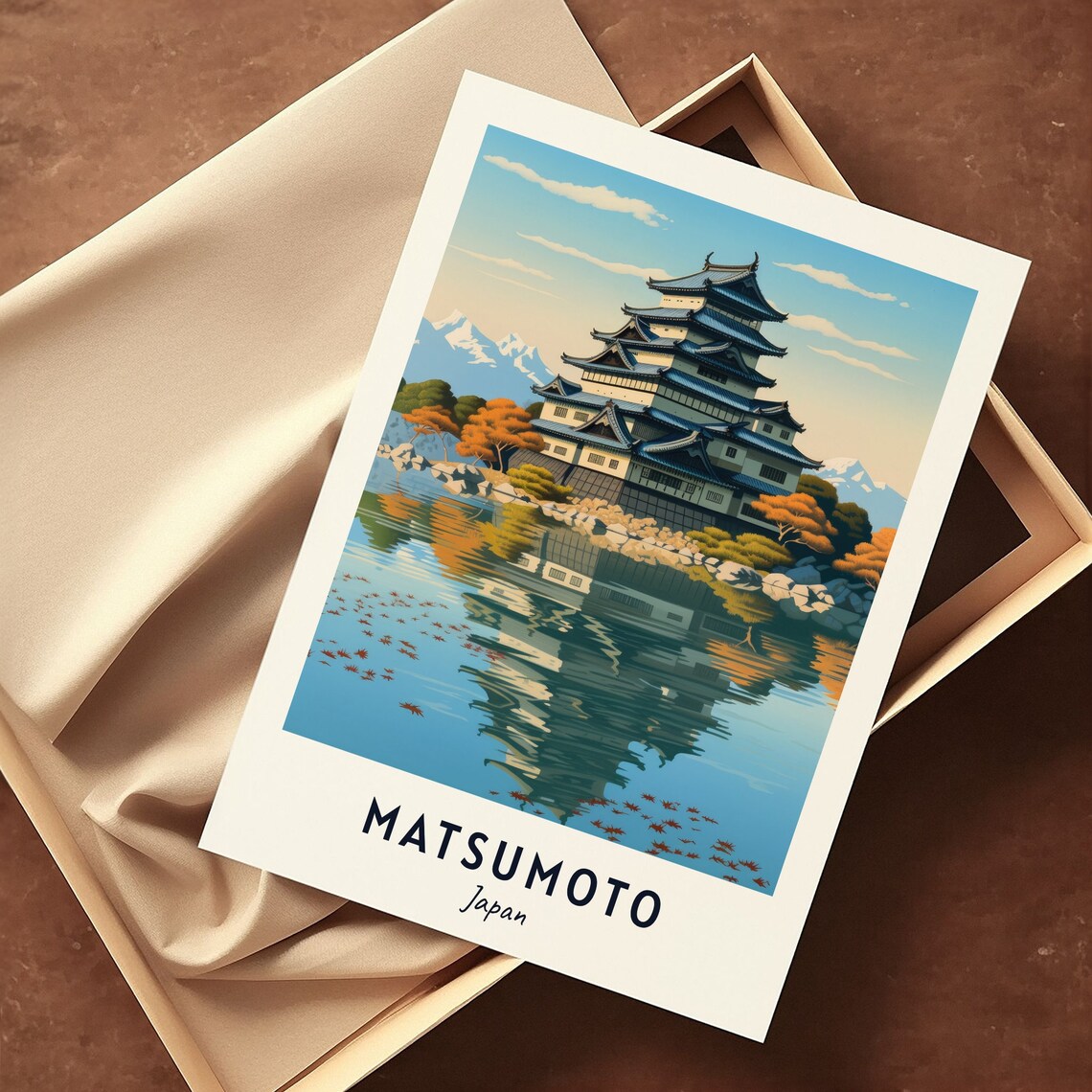 Matsumoto Japan Black Castle With Autumn Reflection On Lake Travel Poster - Image 3