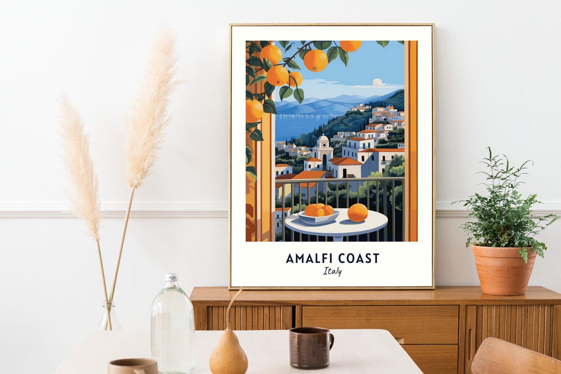 Amalfi Coast Travel Print Wall Art Amalfi Coast Italy City Print Amalfi Coast Travel Gift Amalfi Coast City Poster - Image 2