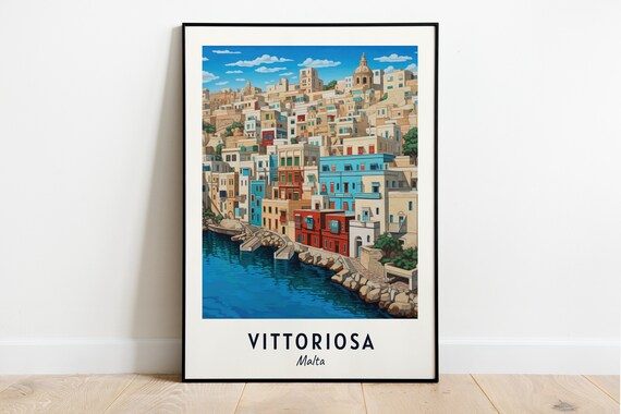 Colorful Waterfront Houses of Historic Vittoriosa Malta Poster