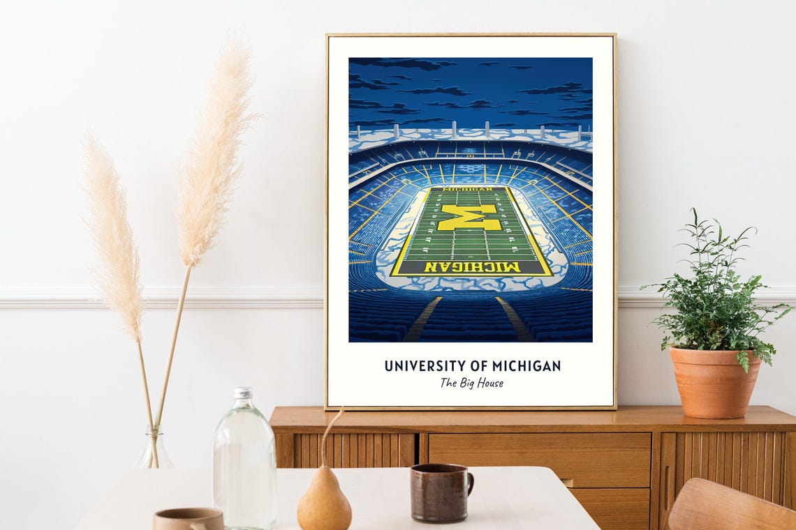 University Of Michigan Stadium Print College Dorm Print The Big House Print College Football Print University Of Michigan Stadium Poster - Image 2