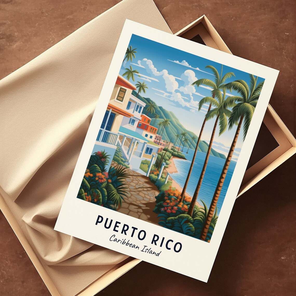 Puerto Rico Caribbean Island Travel Poster, City Print - Image 3