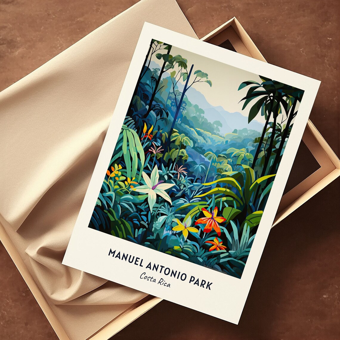 Manuel Antonio Park Costa Rica Rainforest Flowers Travel Poster - Image 3