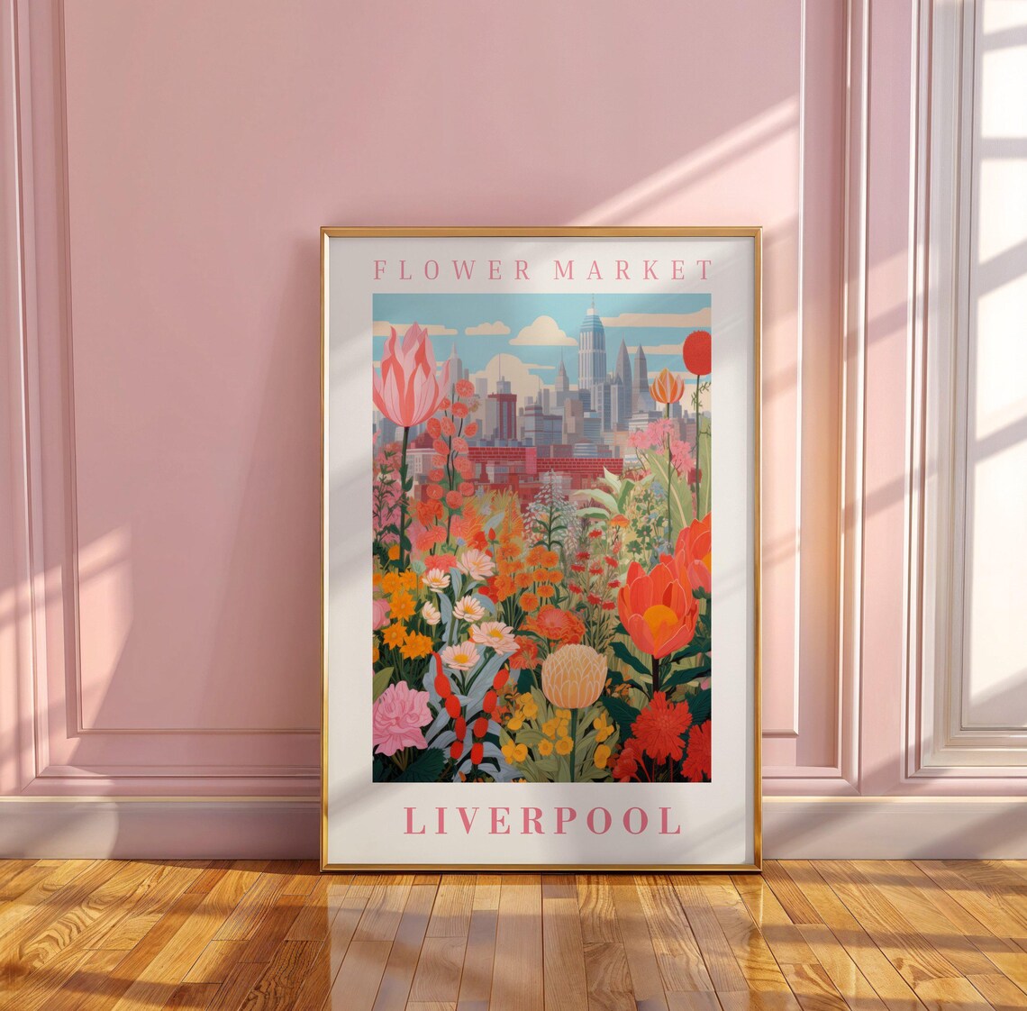 Liverpool Flower Market Poster Wall Decor United Kingdom Floral Illustration Botanical Gallery Wall Art Gift For Friend Travel Poster - Image 3