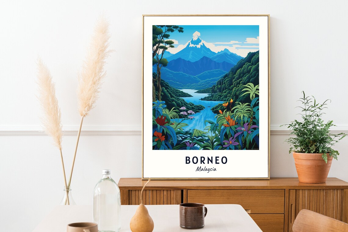 Mount Kinabalu Travel Poster, Borneo Malaysia - Image 2