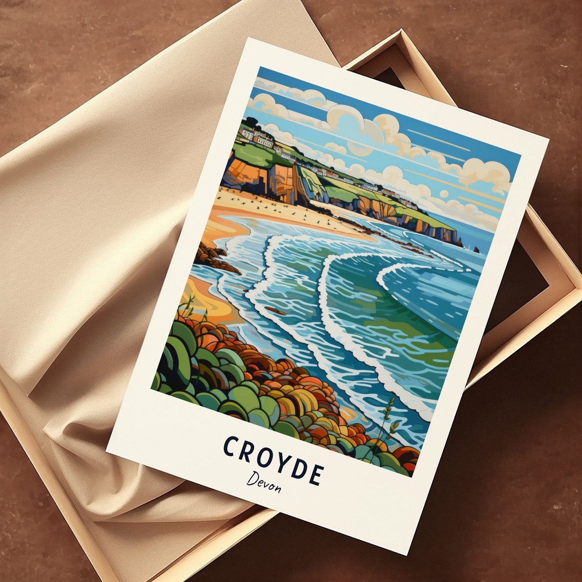 Croyde Devon Rolling Waves Sandy Beach Surf Paradise Scene Poster - Image 3