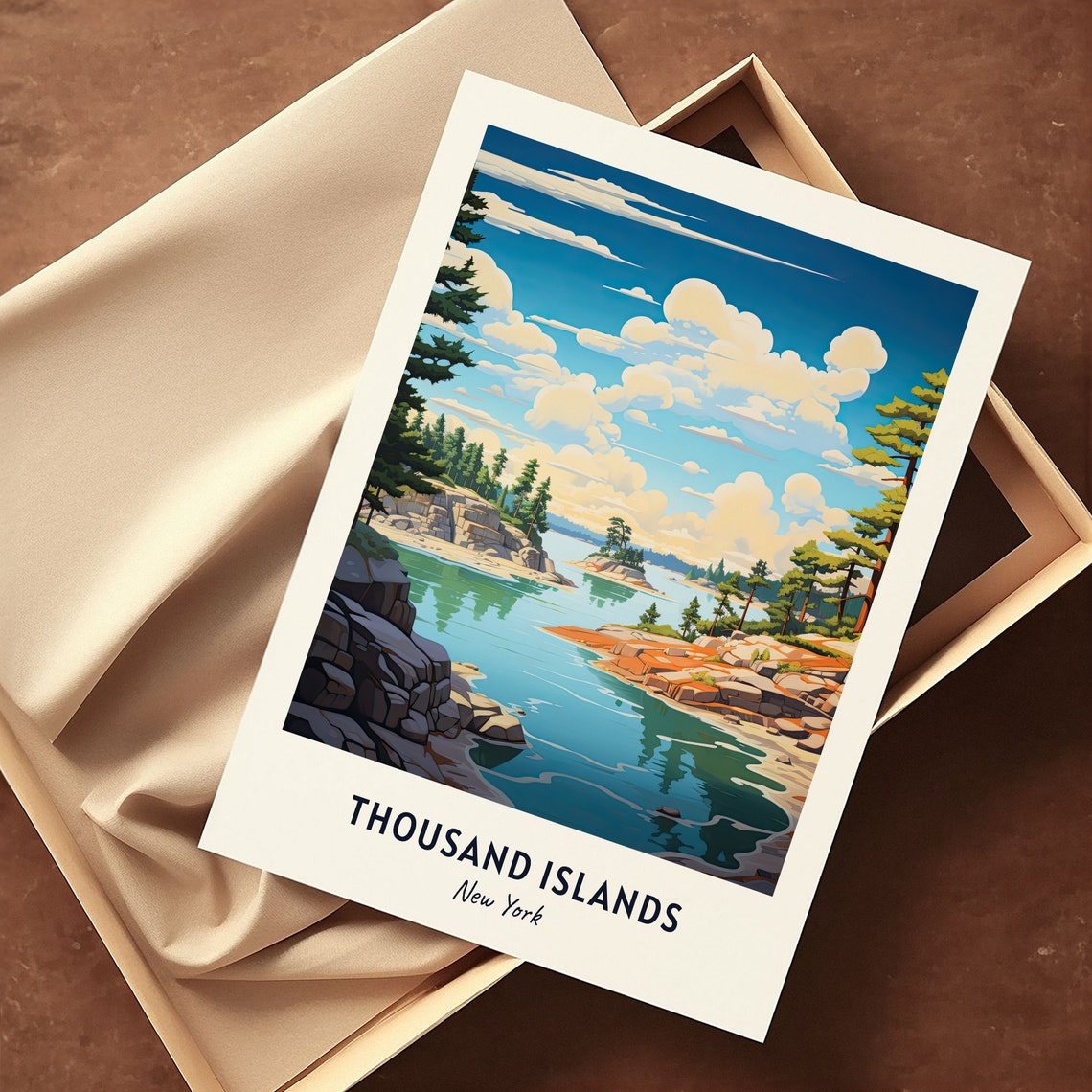 Thousand Islands New York Rocky Pine Shoreline Daytime Scene Poster - Image 3