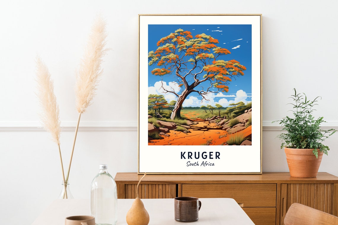 Kruger South Africa Sunset Baobab Tree Red Earth Savannah Poster - Image 2