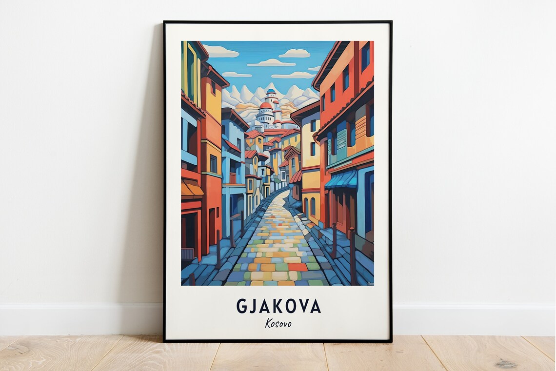 Old Bazaar Of Gjakova Travel Poster, Kosovo City Print