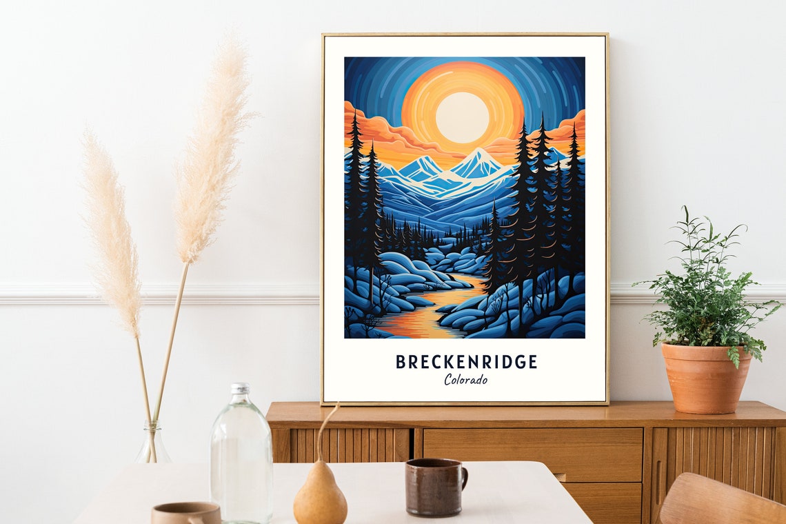 Breckenridge Colorado Mountain Sunset Over Snowy Peaks Poster - Image 2