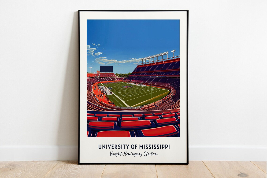 University of Mississippi Vaught Hemingway Stadium Ole Miss Poster - Image 3